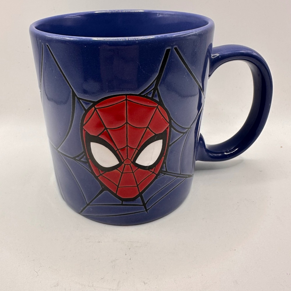 Marvel Silver Buffalo Spider-Man Blue Ceramic Mug 20oz Debossed Web Spidey Mask